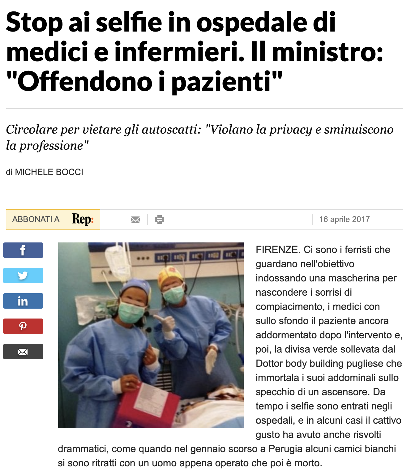 Screen la repubblica Sorridere in un video medico